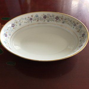 Noritake Longwood 1970's Pattern Serving Vegetable Bowl Purple and Blue Flowers